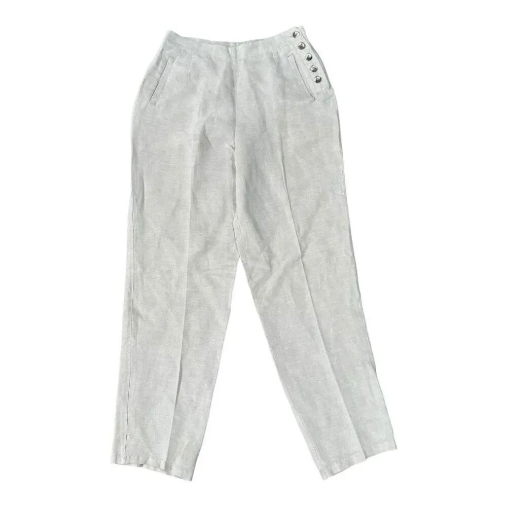 Sostanza contemporary linen blend side button pants size 4